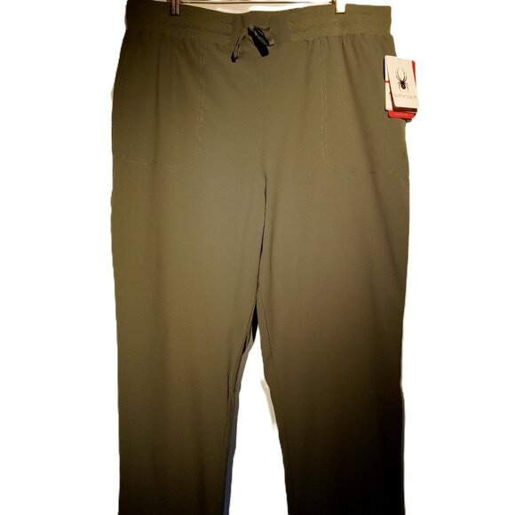 SPYDER Pants  women  XL Fleece lined Jogger  Agave Olive Green Elastic Waist NWT - Picture 1 of 12